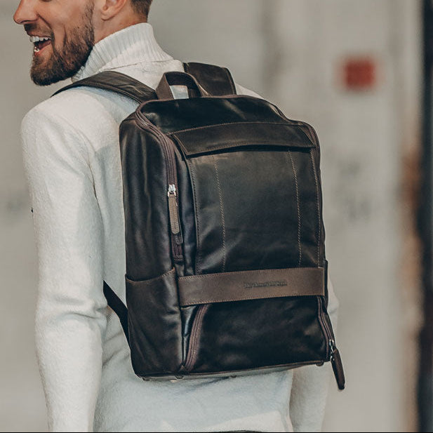 Rich Full-Grain Leather Laptop Backpack för Herr – alternate product view 2