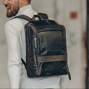 Rich Full-Grain Leather Laptop Backpack för Herr – alternate product view 2