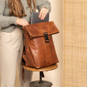 Savona Full-Grain Leather Laptop Backpack för Dam – alternate product view 3
