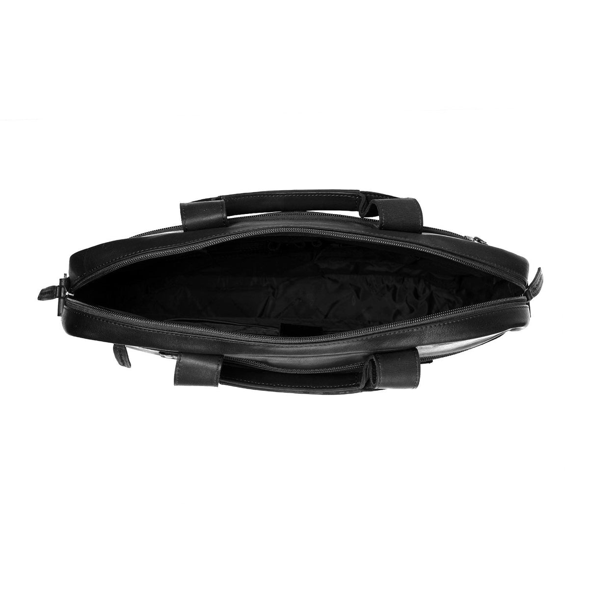 Calvi Full-Grain Leather Laptop Bag för Dam - Structured Side Profile Showing Gusset Depth &amp; Expansion Capacity