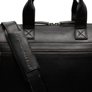 Solid Antique Brass Hardware &amp; Heavy-Duty Dual Zipper Detail on Levanto Full-Grain Leather Laptop Bag för Dam