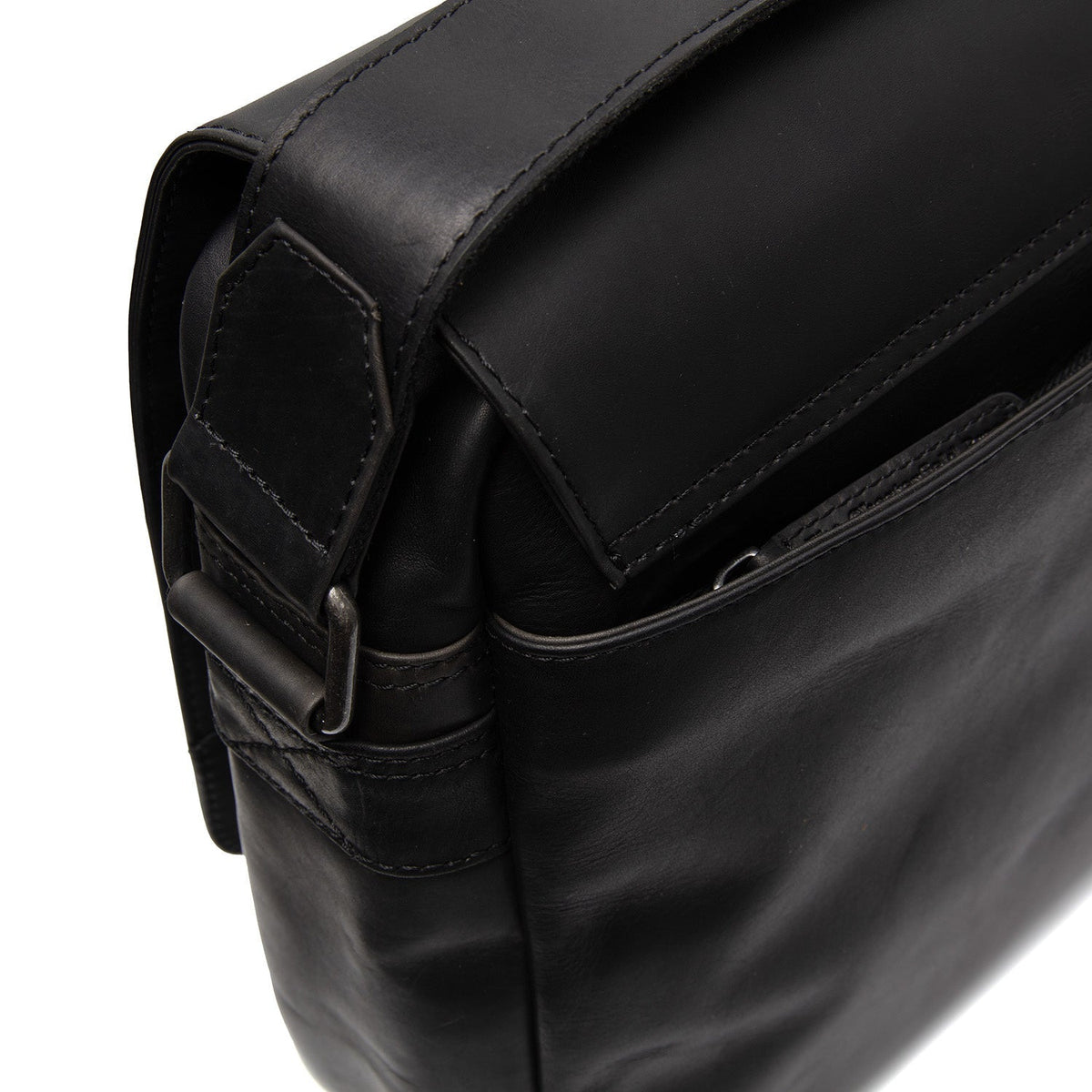 Solid Antique Brass Hardware &amp; Heavy-Duty Dual Zipper Detail on Richard Full-Grain Leather Laptop Bag för Herr