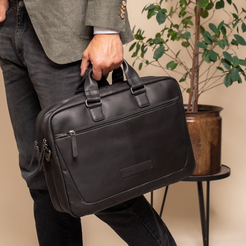 Seth Full-Grain Leather Laptop Bag för Herr
