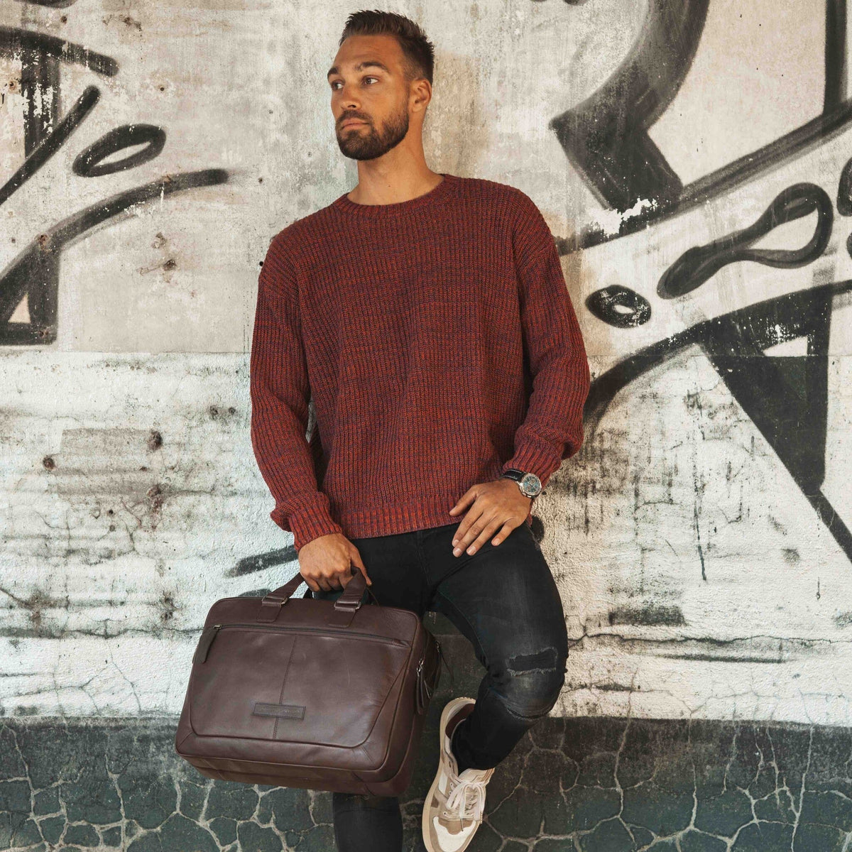 Seth Full-Grain Leather Laptop Bag för Herr – alternate product view 3