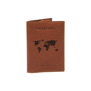 Cognac Leather Passport Case för Dam, front view