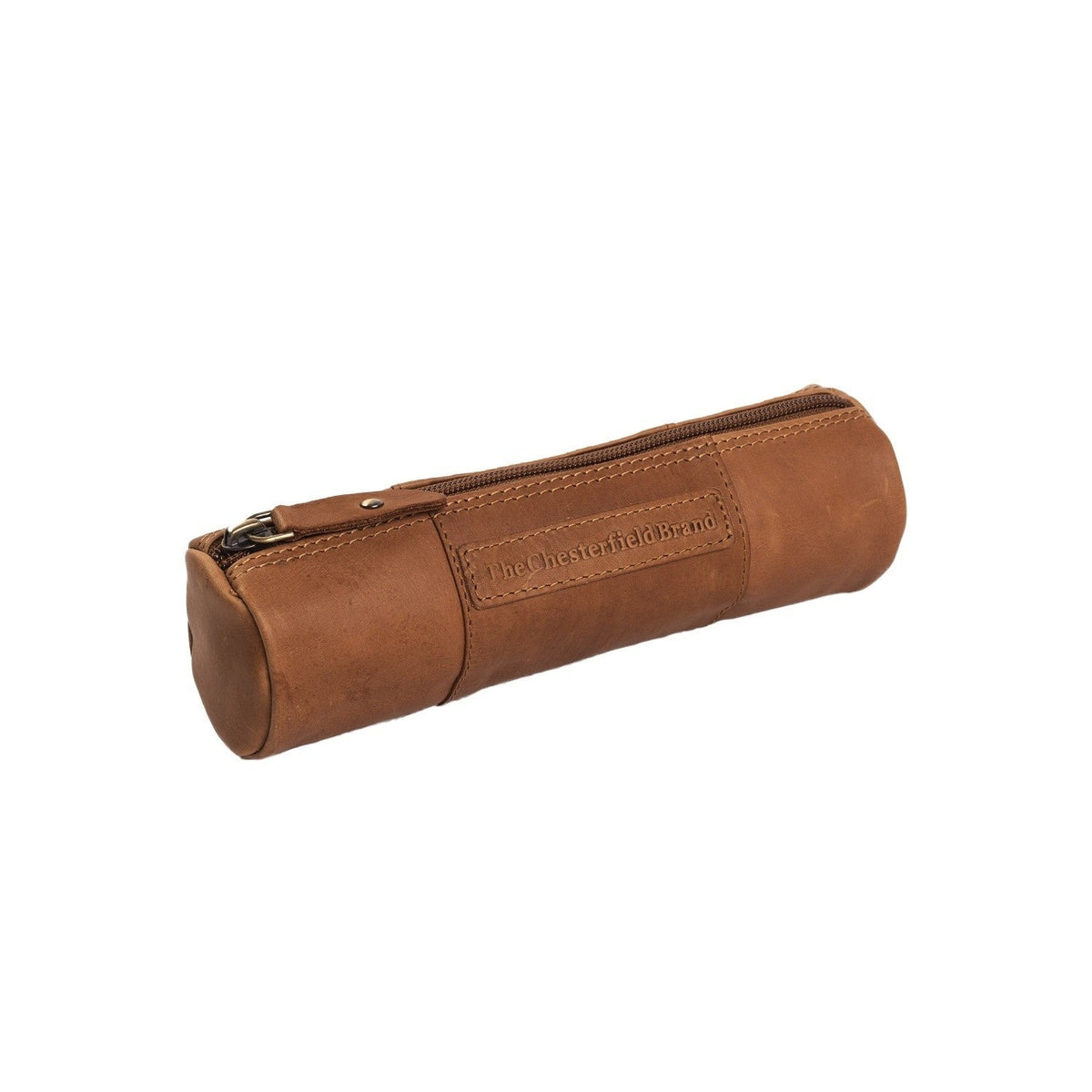 Cognac Leather Pencil Case Lea för Dam, front view