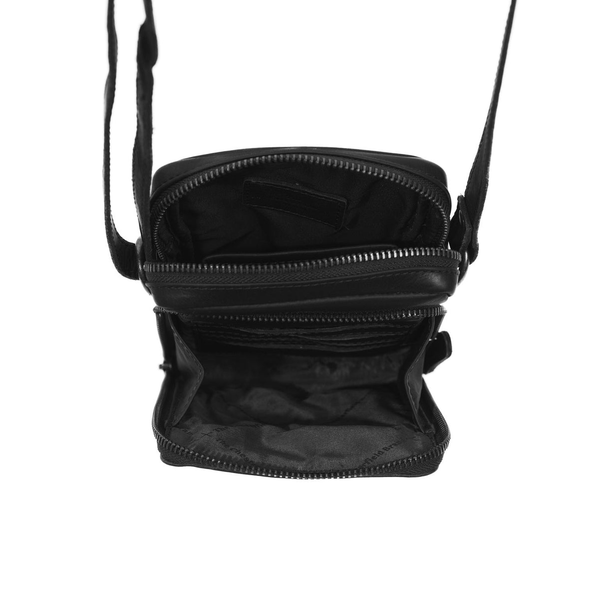 
Närbildsdetalj of Classic Collar & Heavy-Duty Zipper Hardware on Hamilton Fullnarvsläder Phone Bag