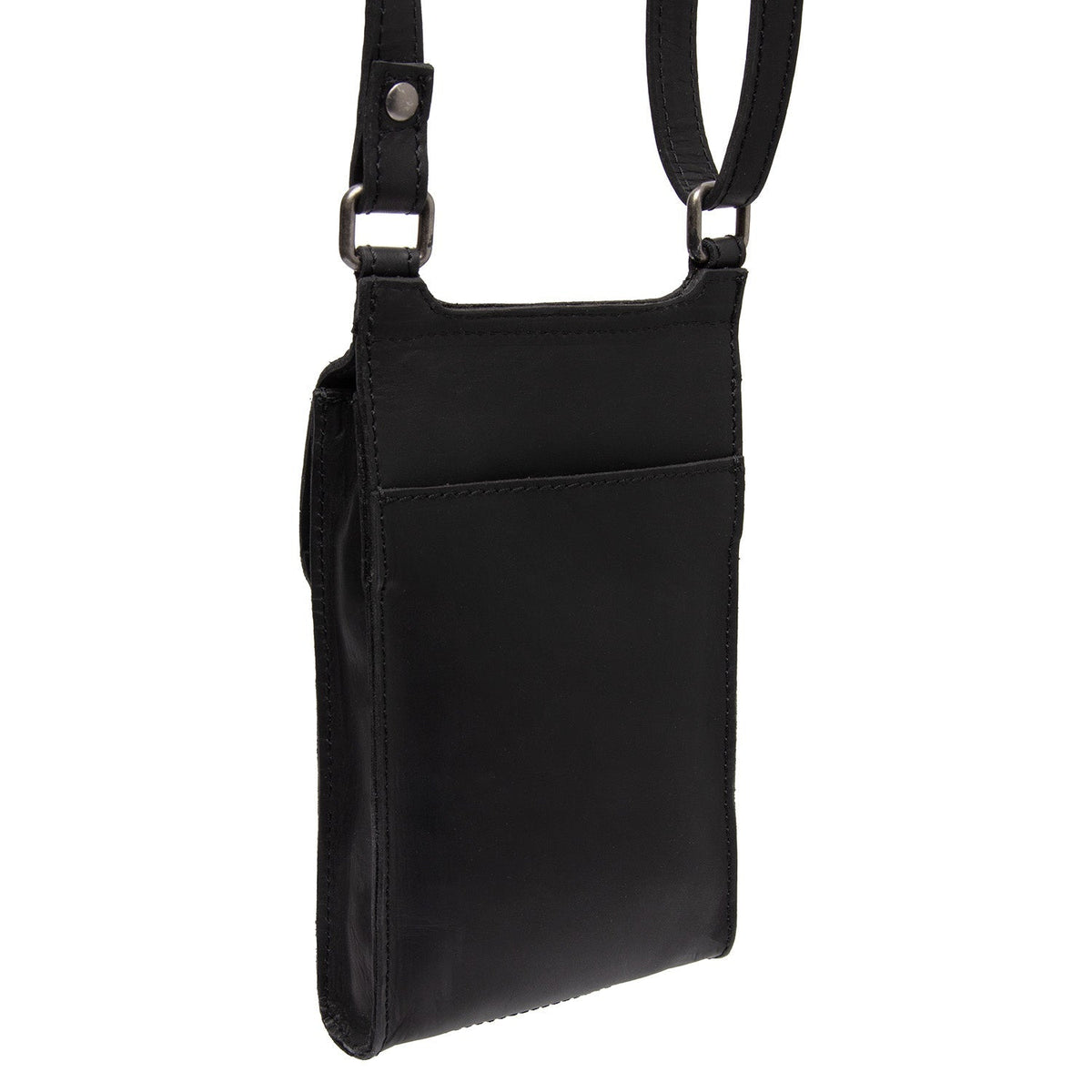 Tailored Rib Cuffs &amp; Hem Craftsmanship Construction Detail on Nebra Full-Grain Leather Phone Bag för Dam
