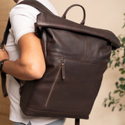 Liverpool Full-Grain Leather Roll-top Backpack för Dam – alternate product view 2