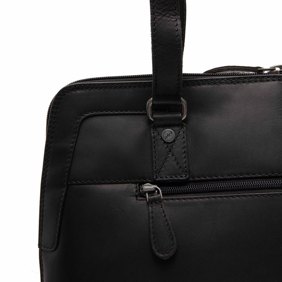 Elvar Full-Grain Leather Shoulder Bag för Dam - Structured Side Profile Showing Gusset Depth &amp; Expansion Capacity