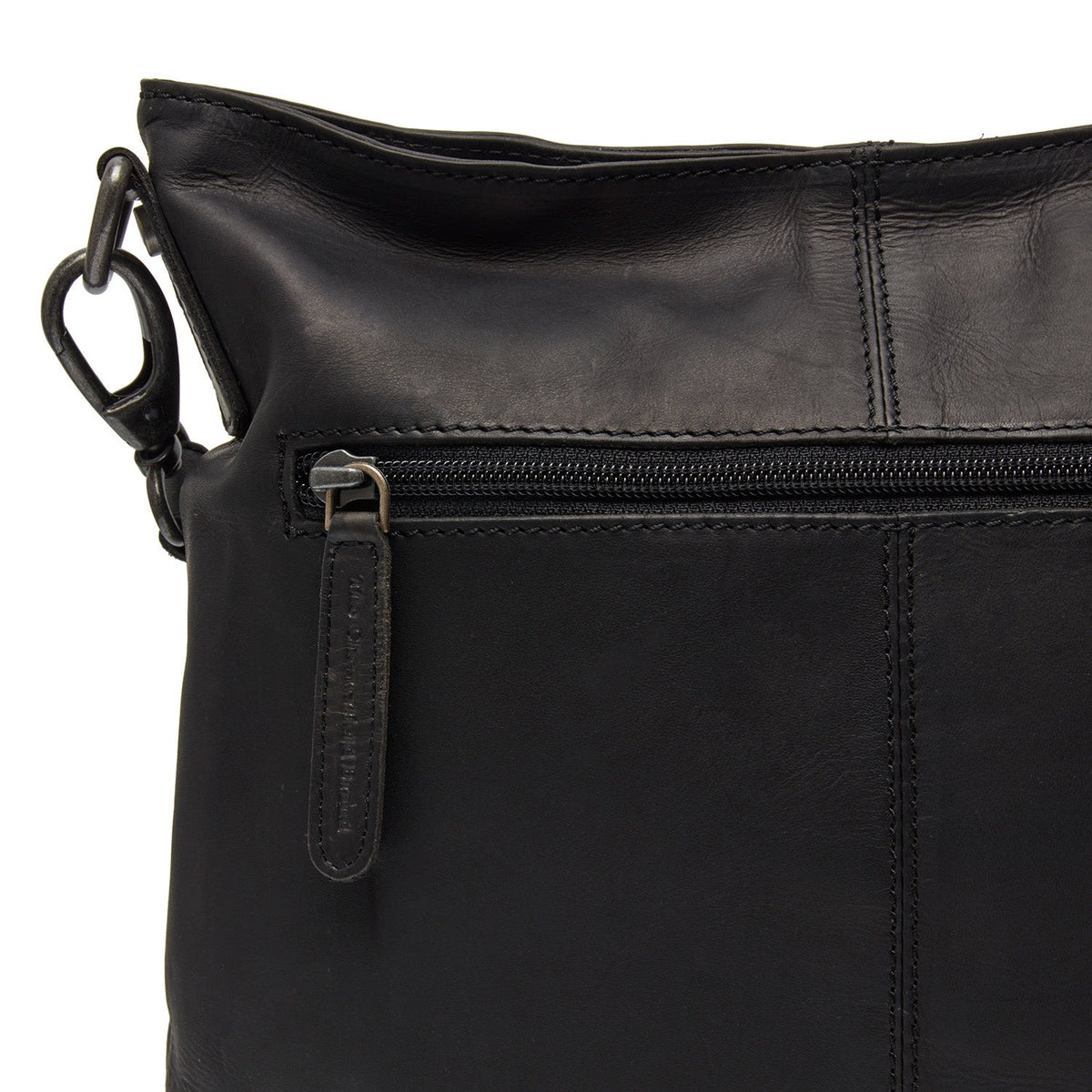 Solid Antique Brass Hardware &amp; Heavy-Duty Dual Zipper Detail on Jen Full-Grain Leather Shoulder Bag för Dam