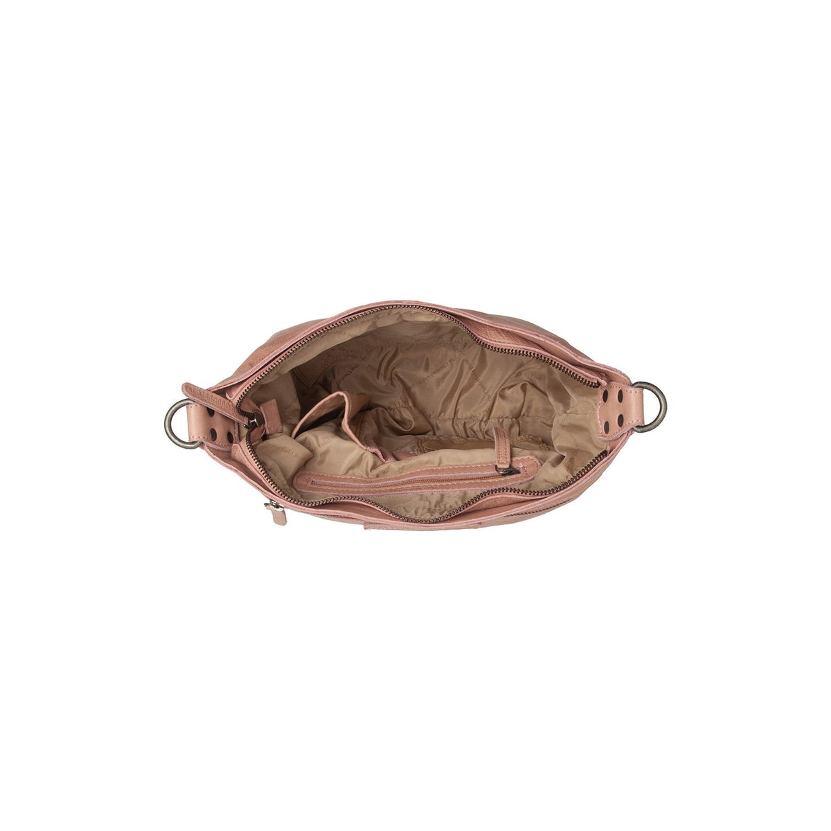 Solid Antique Brass Hardware &amp; Heavy-Duty Dual Zipper Detail on Lucy Full-Grain Leather Shoulder Bag för Dam