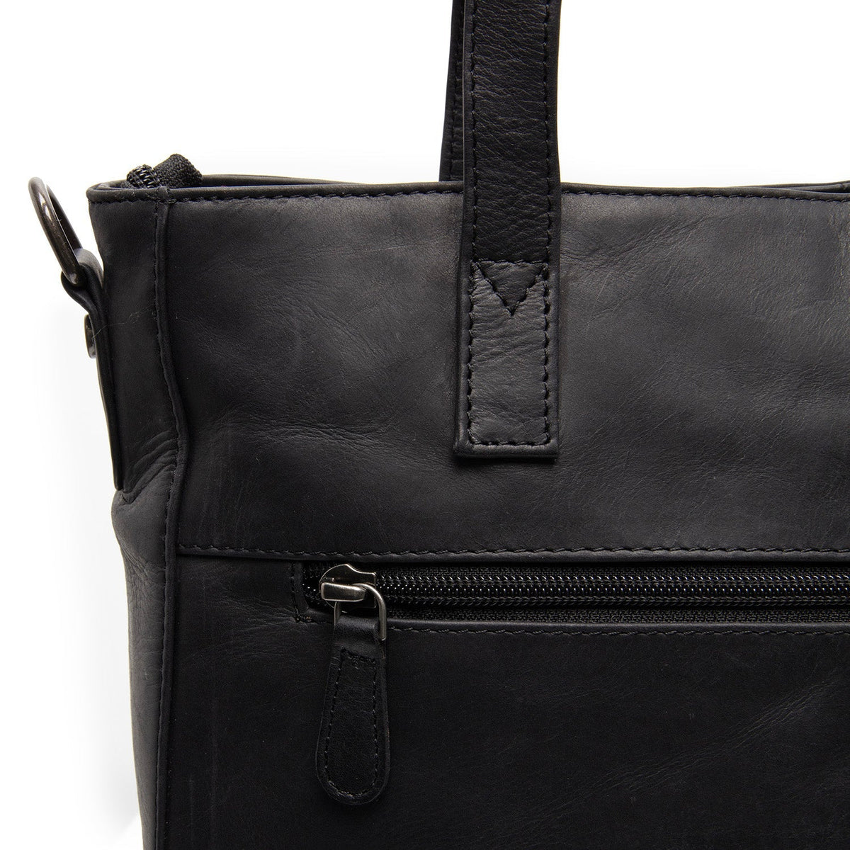 Mosel Full-Grain Leather Shoulder Bag för Dam - Structured Side Profile Showing Gusset Depth &amp; Expansion Capacity