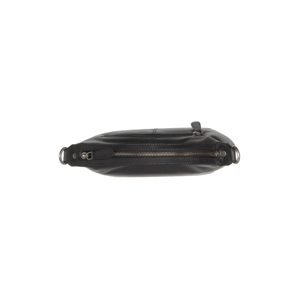 Nancy Full-Grain Leather Shoulder Bag för Dam - Structured Side Profile Showing Gusset Depth &amp; Expansion Capacity