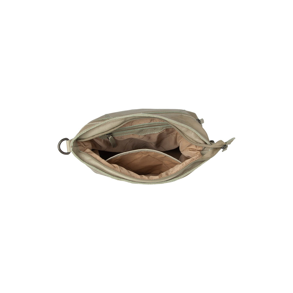 Solid Antique Brass Hardware &amp; Heavy-Duty Dual Zipper Detail on Sintra Full-Grain Leather Shoulder Bag för Dam