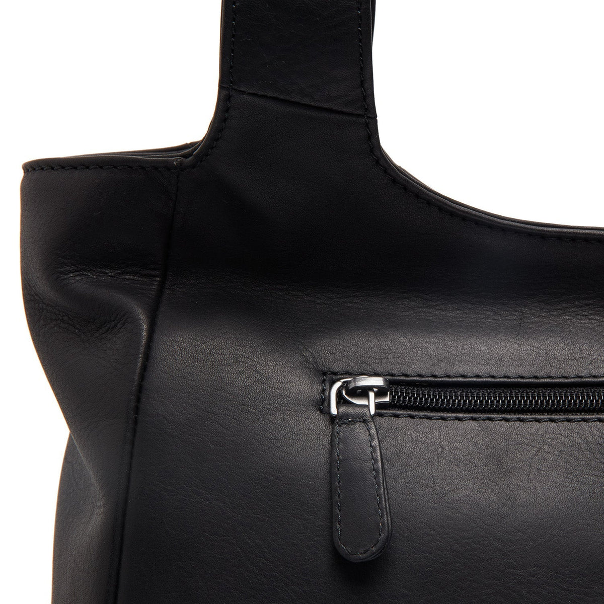 Tofino Full-Grain Leather Shoulder Bag för Dam - Structured Side Profile Showing Gusset Depth &amp; Expansion Capacity