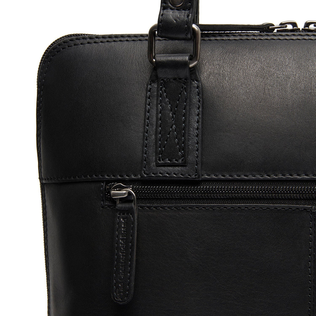 Viamonte Full-Grain Leather Shoulder Bag för Dam - Structured Side Profile Showing Gusset Depth &amp; Expansion Capacity