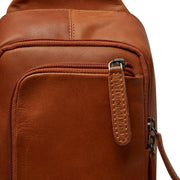 Cognac Leather Sling Bag Riga för Dam, detail view 3