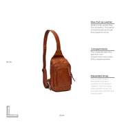 Cognac Leather Sling Bag Riga för Dam, detail view 6