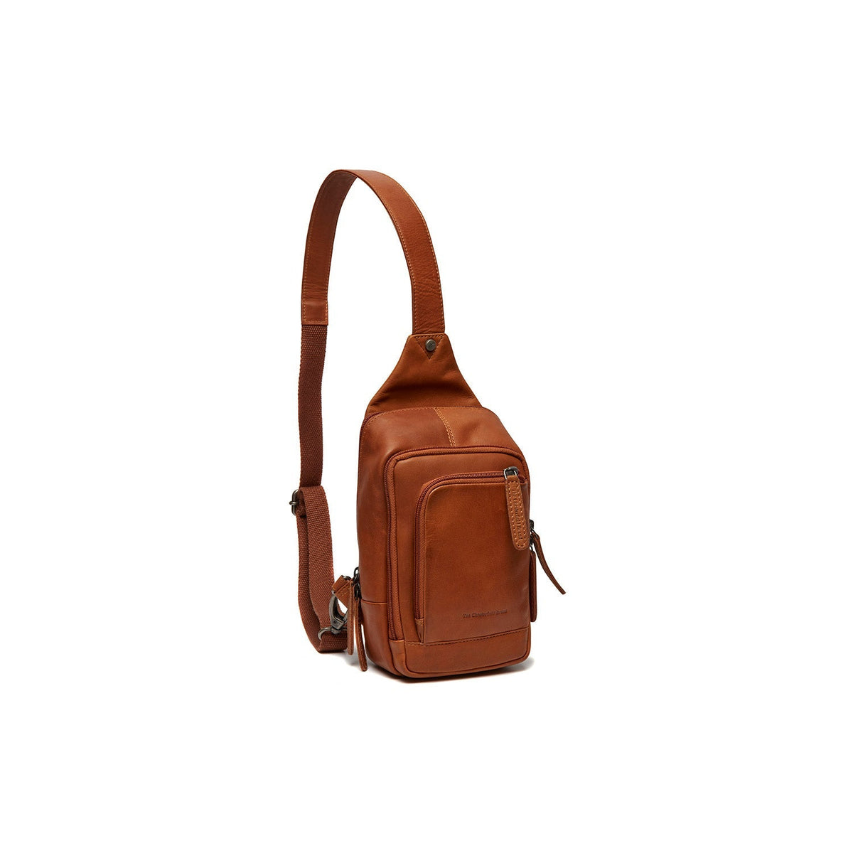 Cognac Leather Sling Bag Riga för Dam, front view