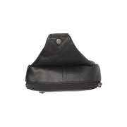 Leather Sling Bag Salla för Dam - Structured Side Profile Showing Gusset Depth &amp; Expansion Capacity