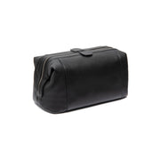 Tailored Rib Cuffs &amp; Hem Craftsmanship Construction Detail on Biassa Full-Grain Leather Toiletry Bag för Dam
