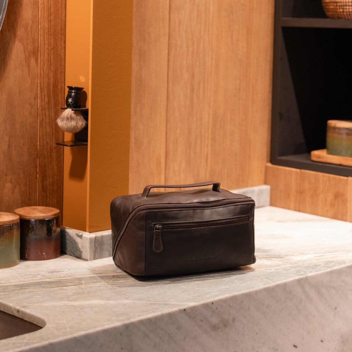Elmia Full-Grain Leather Toiletry Bag för Dam – alternate product view 3
