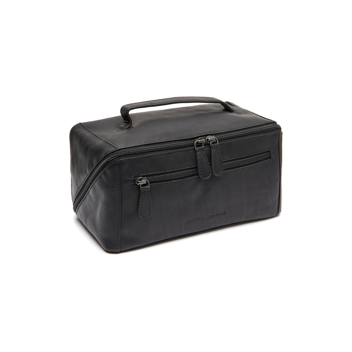 Trevia Full-Grain Leather Toiletry Bag för Dam in Classic 100% Full-Grain Leather - Front Profile View &amp; Tailored Silhouette | Buy Online