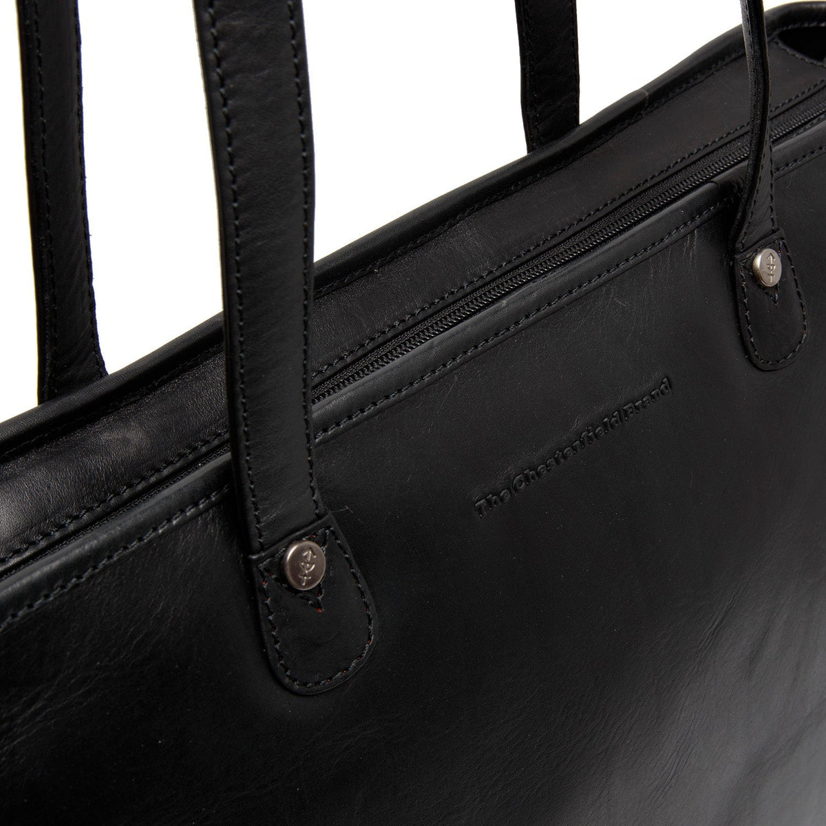 Astano Full-Grain Leather Tote Bag för Dam - Structured Side Profile Showing Gusset Depth &amp; Expansion Capacity