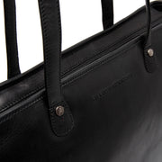 Astano Full-Grain Leather Tote Bag för Dam - Structured Side Profile Showing Gusset Depth &amp; Expansion Capacity