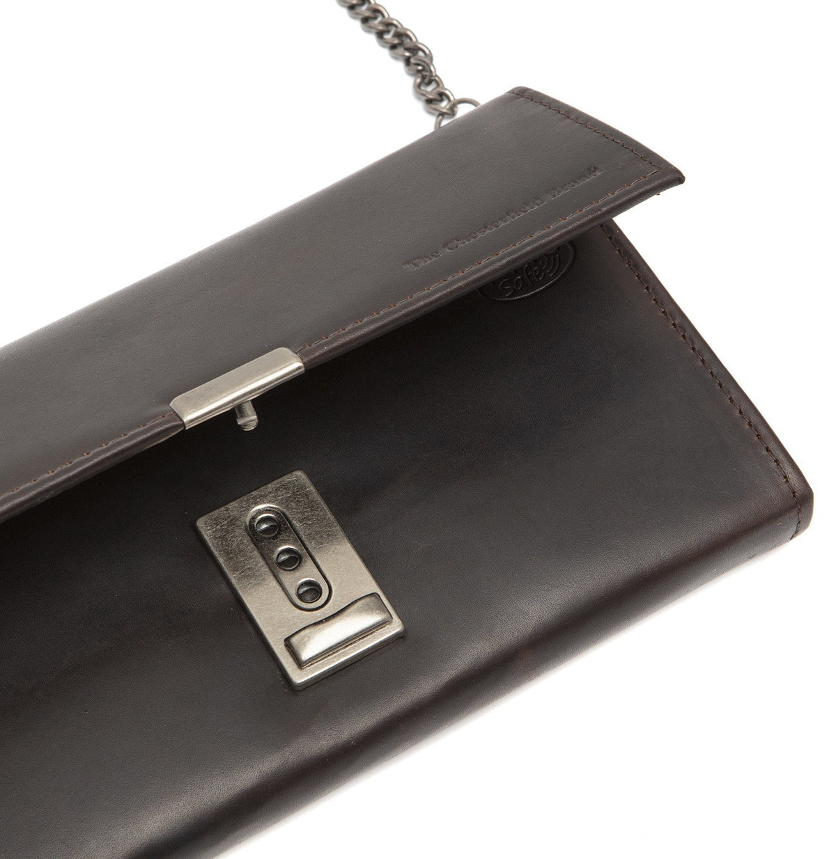 Solid Antique Brass Hardware &amp; Heavy-Duty Dual Zipper Detail on Bora Full-Grain Leather Waiter Wallet för Dam