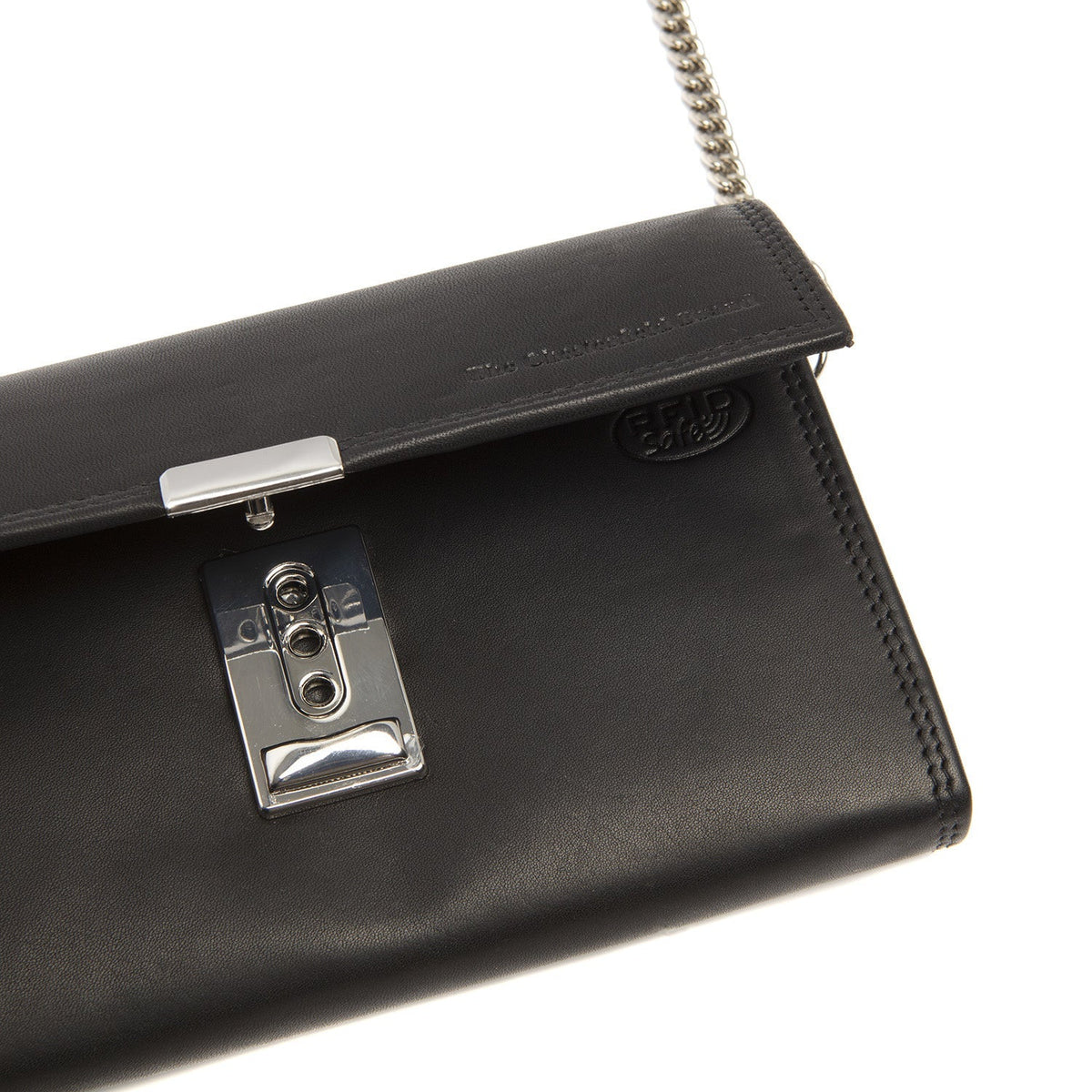 Elba Full-Grain Leather Waiter Wallet för Dam - Structured Side Profile Showing Gusset Depth &amp; Expansion Capacity