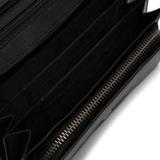 Solid Antique Brass Hardware &amp; Heavy-Duty Dual Zipper Detail on Arvento Full-Grain Leather Wallet för Dam