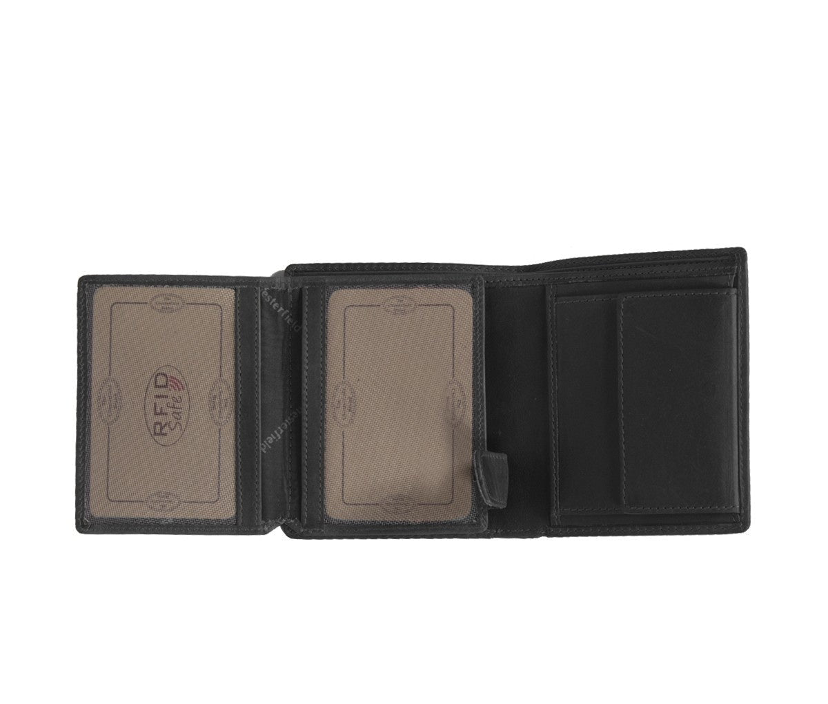 
Classic 100% Full-Grain leather Wallet - Bakifrån med förstärkta läderremmar och sömmar