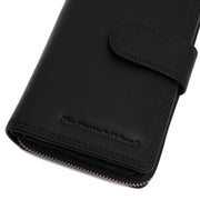 Solid Antique Brass Hardware &amp; Heavy-Duty Dual Zipper Detail on Charlotte Full-Grain Leather Wallet för Dam
