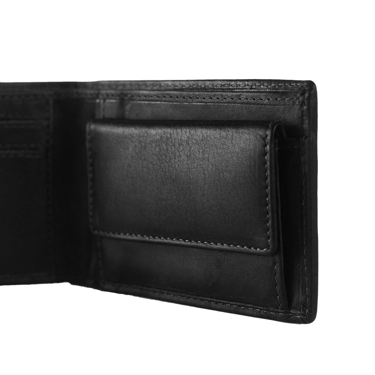 Enzo Full-Grain Leather Wallet för Herr - Structured Side Profile Showing Gusset Depth &amp; Expansion Capacity