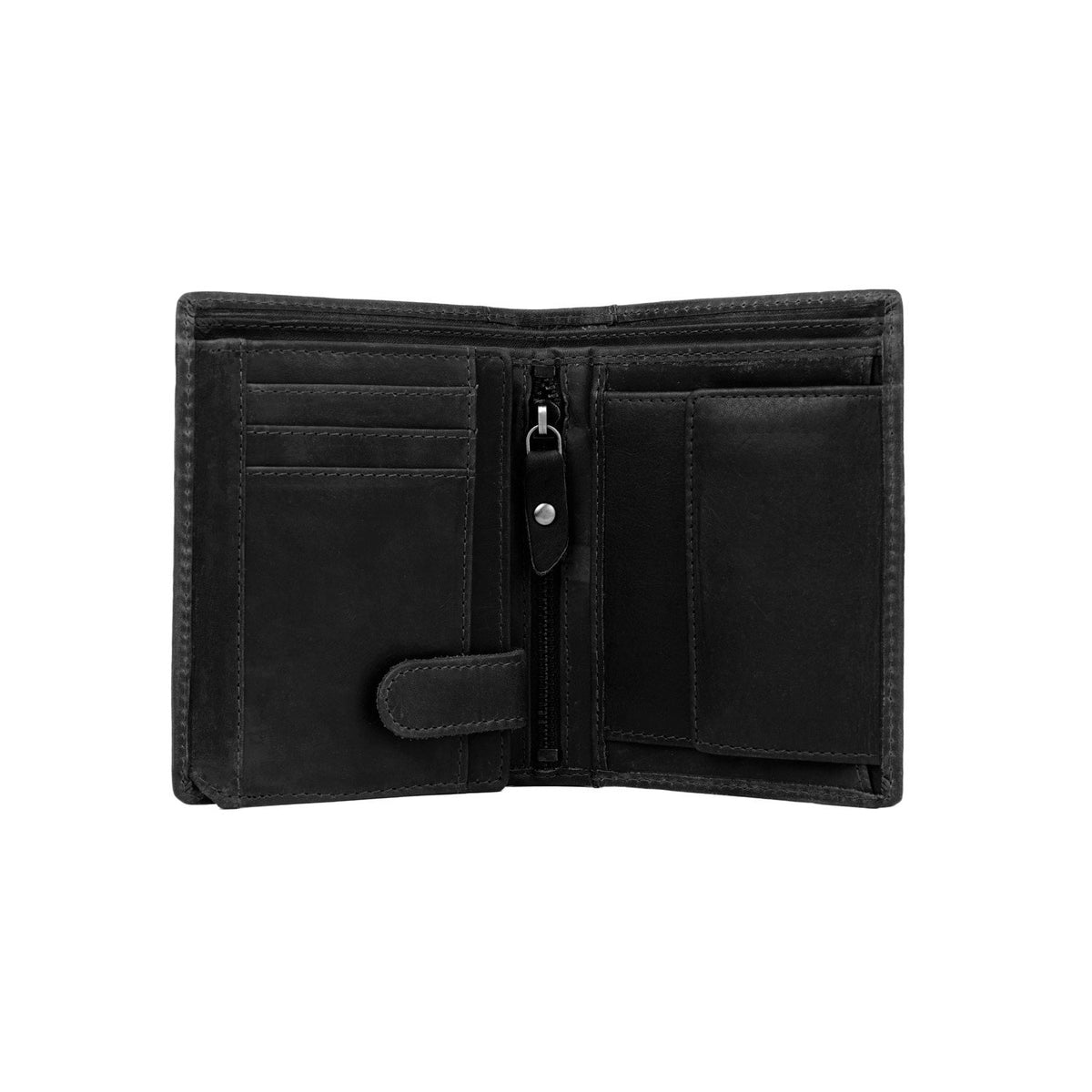 Ethel Full-Grain Leather Wallet för Dam - Structured Side Profile Showing Gusset Depth &amp; Expansion Capacity