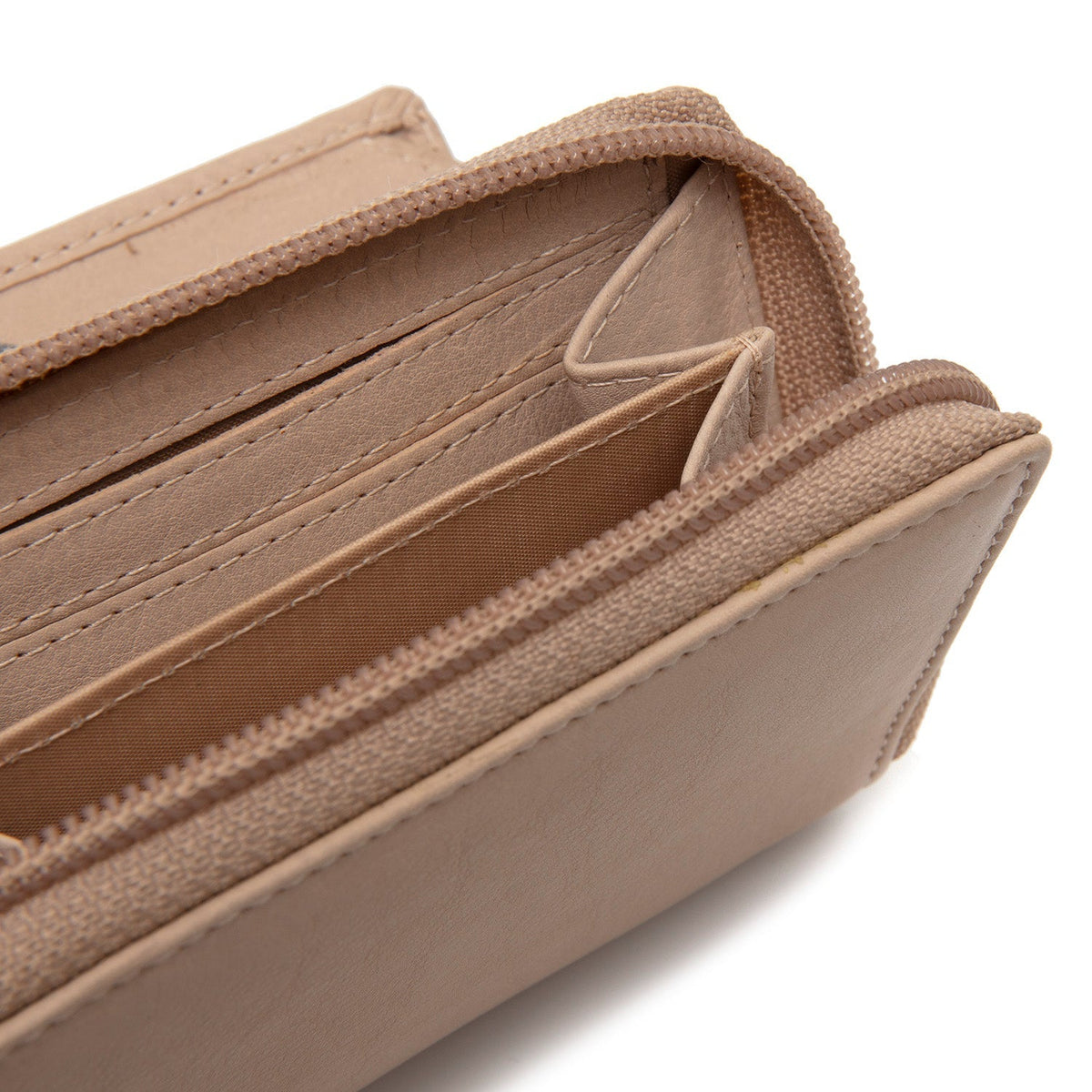 Solid Antique Brass Hardware &amp; Heavy-Duty Dual Zipper Detail on Floren Fullnarvsläder Wallet