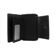 Solid Antique Brass Hardware &amp; Heavy-Duty Dual Zipper Detail on Hanoi Full-Grain Leather Wallet för Dam
