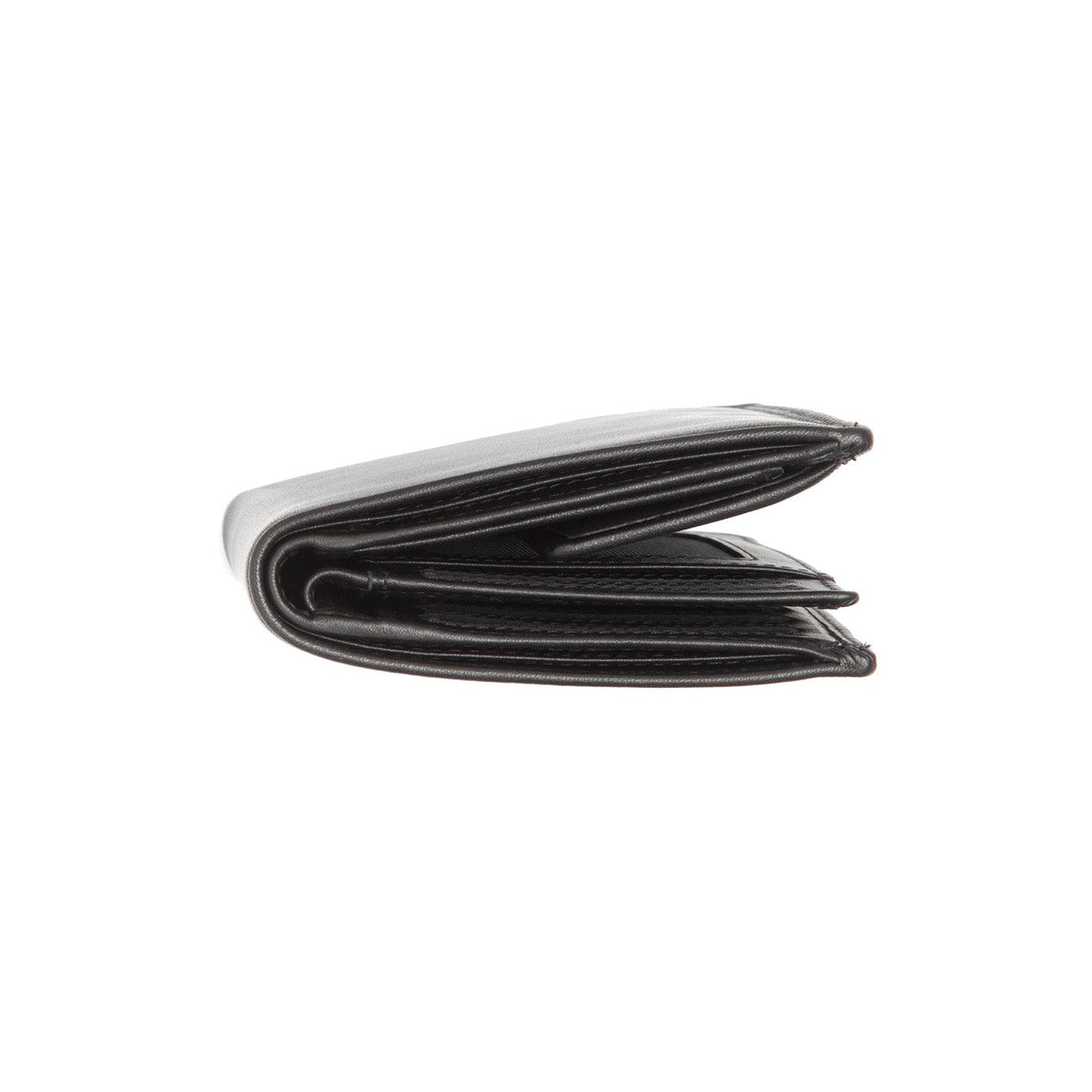 Hanson Full-Grain Leather Wallet för Herr - Structured Side Profile Showing Gusset Depth &amp; Expansion Capacity