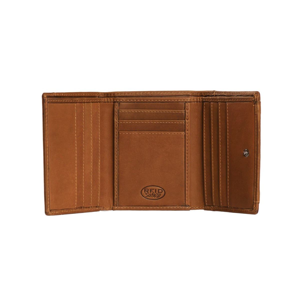 Harthoft Full-Grain Leather Wallet för Dam - Structured Side Profile Showing Gusset Depth &amp; Expansion Capacity