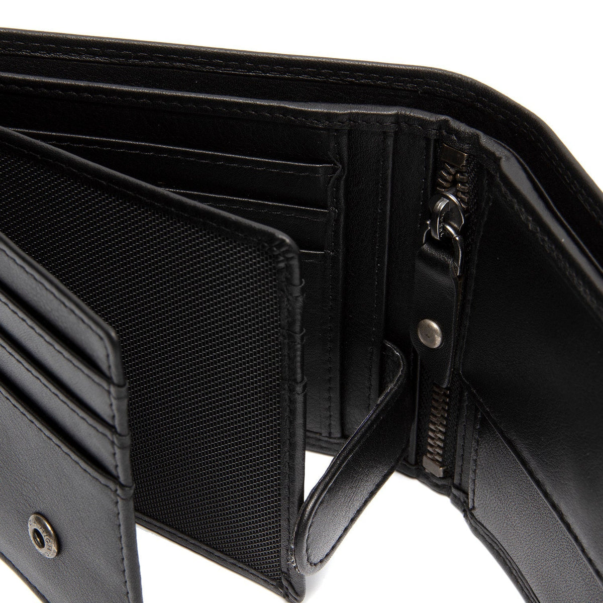 Hendrick Full-Grain Leather Wallet för Herr - Structured Side Profile Showing Gusset Depth &amp; Expansion Capacity