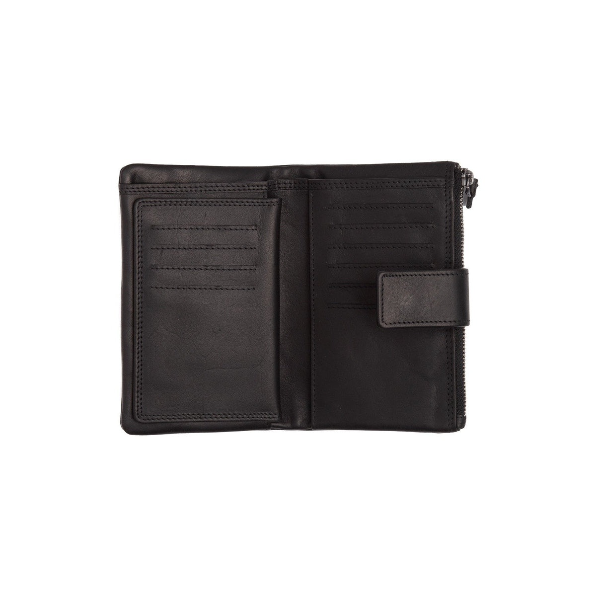Landau Full-Grain Leather Wallet för Dam - Structured Side Profile Showing Gusset Depth &amp; Expansion Capacity
