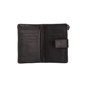 Landau Full-Grain Leather Wallet för Dam - Structured Side Profile Showing Gusset Depth &amp; Expansion Capacity