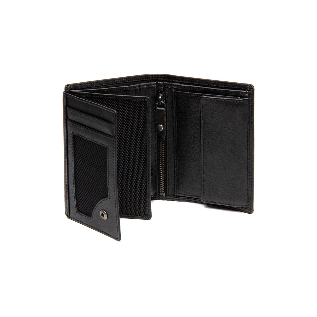 Solid Antique Brass Hardware &amp; Heavy-Duty Dual Zipper Detail on Leroy Full-Grain Leather Wallet för Herr