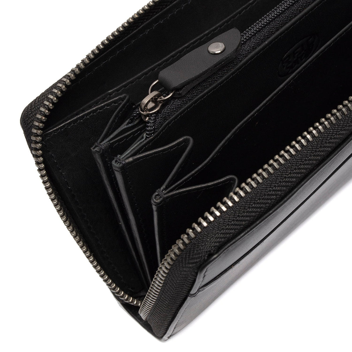 
Classic 100% Full-Grain leather Wallet - Bakifrån med förstärkta läderremmar och sömmar