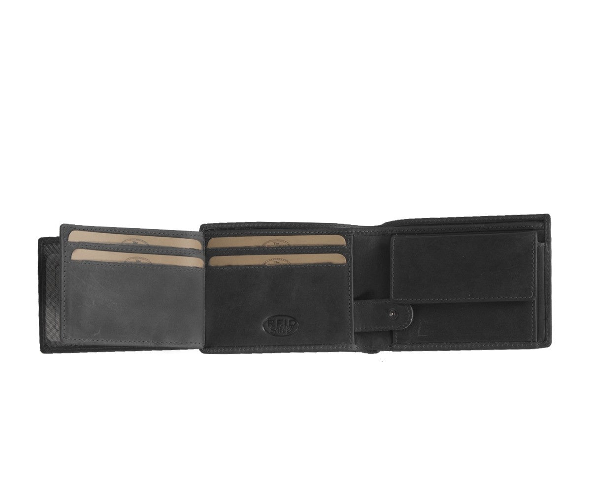 Solid Antique Brass Hardware &amp; Heavy-Duty Dual Zipper Detail on Marvin Full-Grain Leather Wallet för Herr