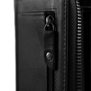 Solid Antique Brass Hardware &amp; Heavy-Duty Dual Zipper Detail on Nova Full-Grain Leather Wallet för Dam