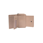 Solid Antique Brass Hardware &amp; Heavy-Duty Dual Zipper Detail on Orveta Full-Grain Leather Wallet för Dam
