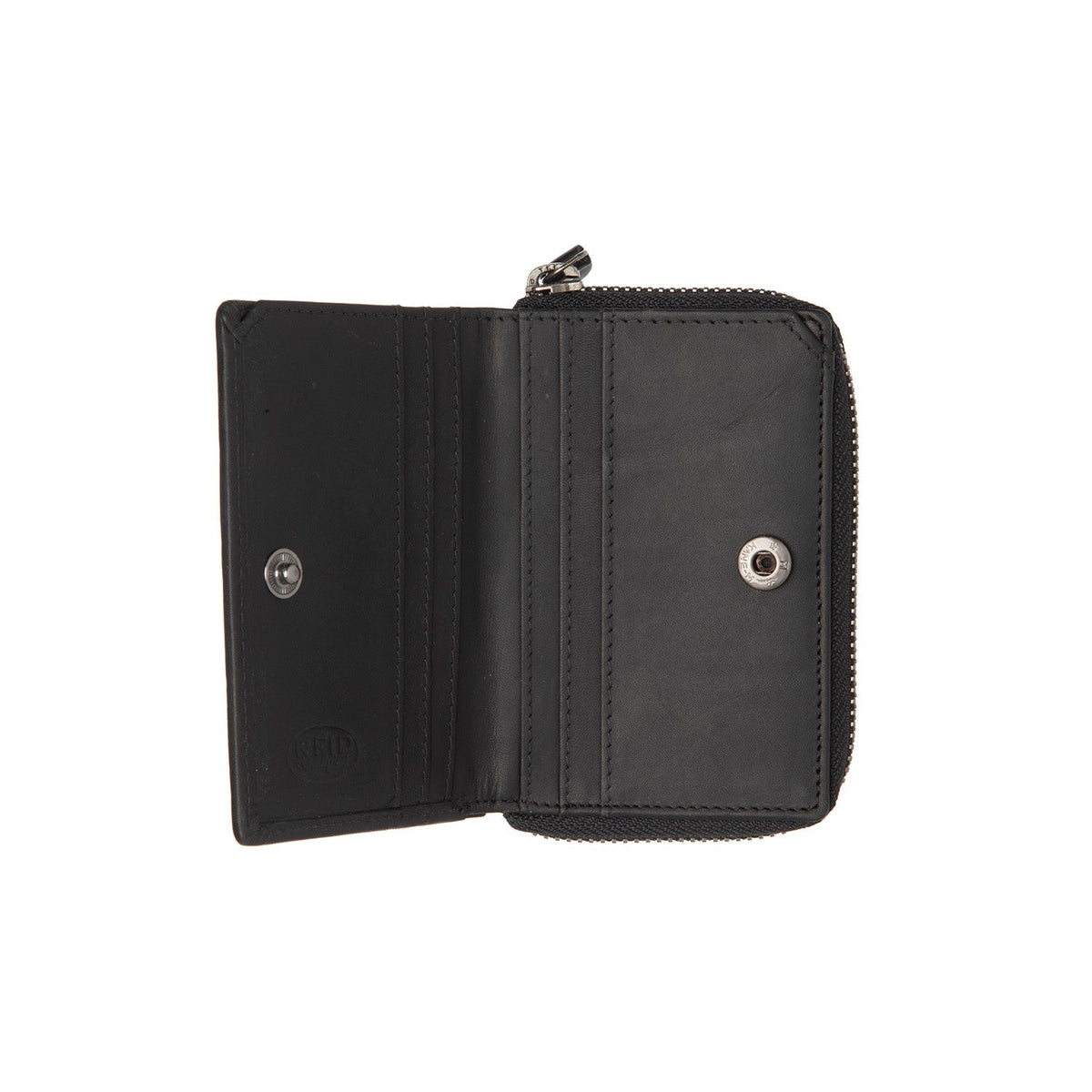 Osum Full-Grain Leather Wallet för Dam - Structured Side Profile Showing Gusset Depth &amp; Expansion Capacity